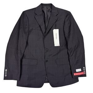 Calvin Klein Mens X Slim Fit Wool Blend Stretch Suit Jacket Navy Burgundy 40R